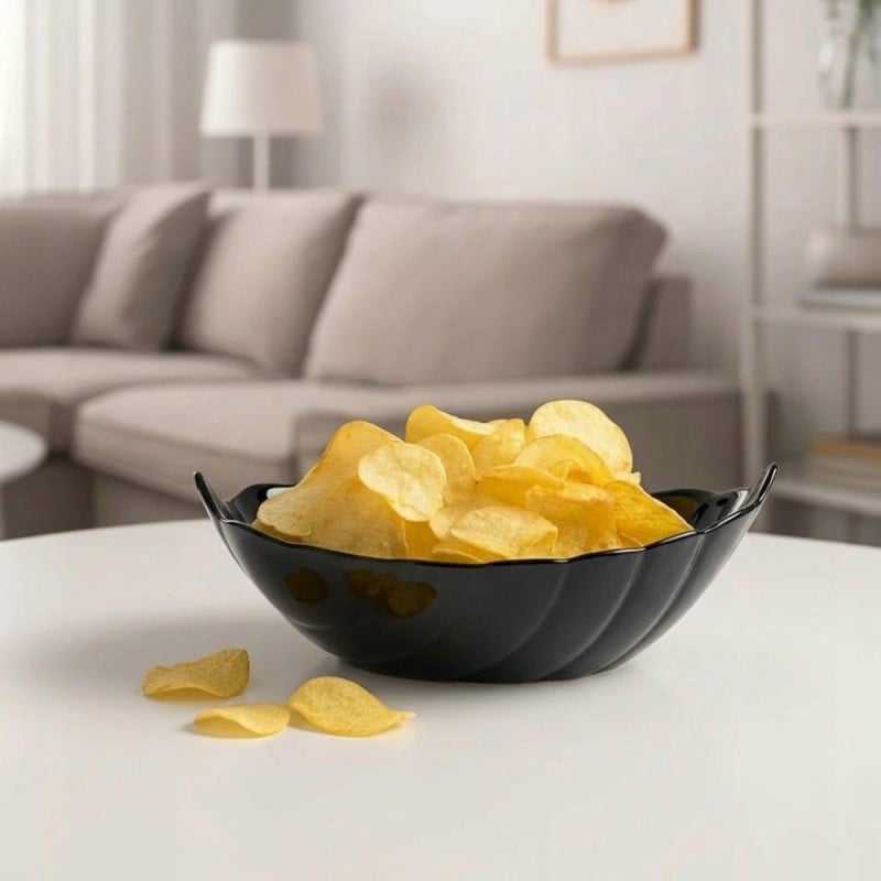 Salaterka 27 cm duża Nocturn Black szklana duża miska liść czarna