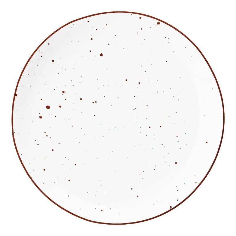 Serwis obiadowy porcelanowy MG Home Gemma 18 elementów zestaw talerzy dla 6 osób biały nakrapiany