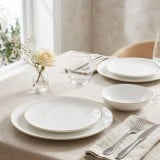 Serwis obiadowy porcelanowy GierekHoff Aurea 18 elementów zestaw talerzy dla 6 osób białe ze złotym paskiem 1219