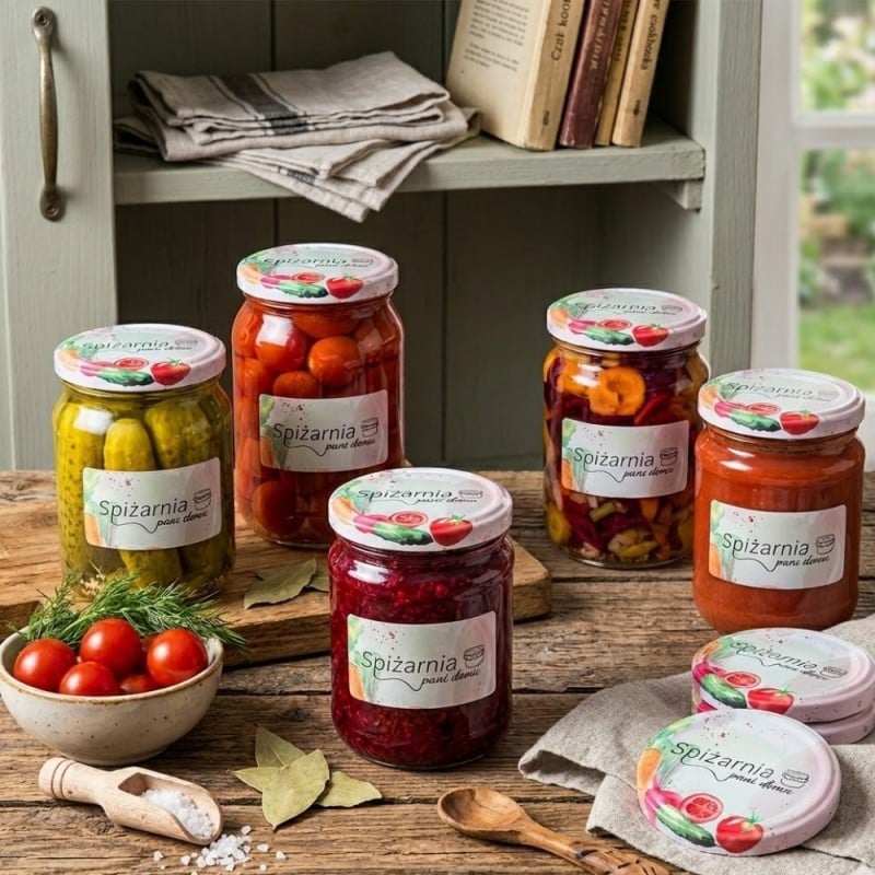 Zakrętki do słoików na przetwory 6,6 cm zestaw 10 szt - 4-zaczepowe FI66 Altom Design