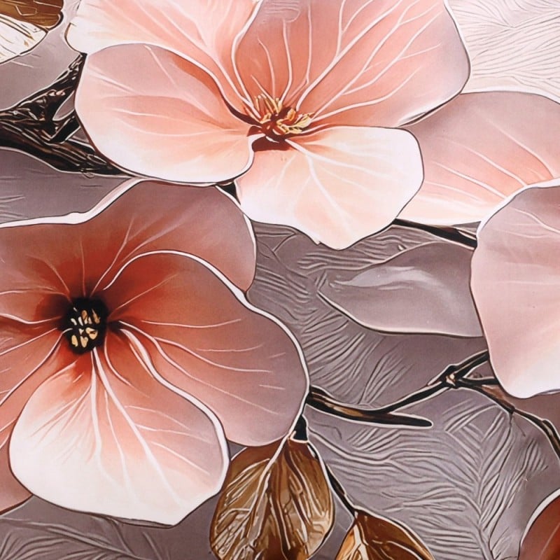 Pościel 140x200 bawełna satynowa wzór 5D dwustronna GierekHoff gruba 2 części GH 3123 Pudrowy Ogród