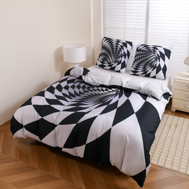 Pościel 140x200 bawełna satynowa wzór 5D dwustronna GierekHoff gruba 2 części GH 3128 Hipnotyczny Tunel