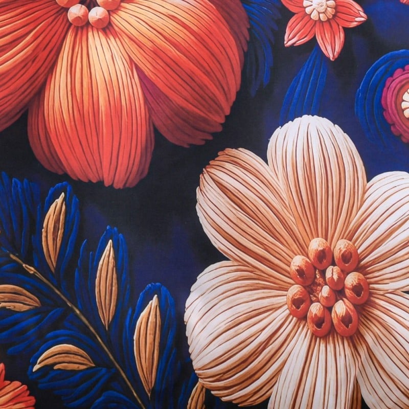 Pościel 160x200 bawełna satynowa wzór 5D dwustronna GierekHoff gruba 3 części GH 3129 Atramentowa Flora