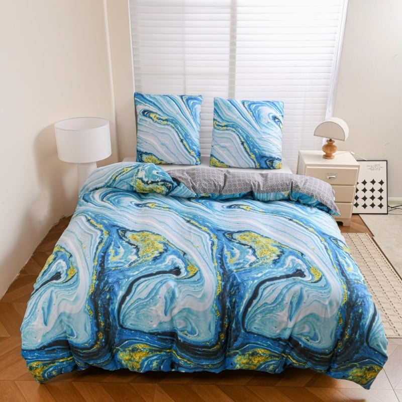 Pościel 140x200 bawełna satynowa dwustronna GierekHoff gruba 2 części GH 3132 Plisowana Iluzja