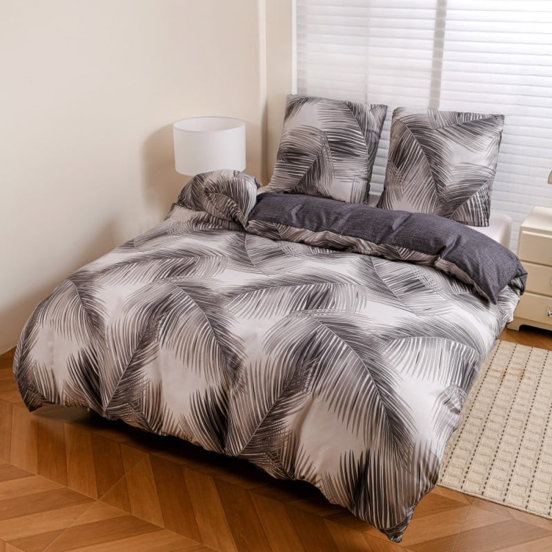 Pościel 160x200 bawełna satynowa dwustronna GierekHoff gruba 3 części GH 3133 Księżycowa Paproć