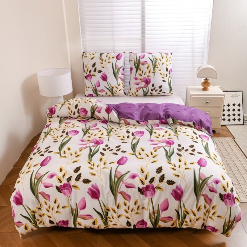 Pościel 200x220 bawełna satynowa dwustronna GierekHoff gruba 3 części GH 3136 Wiosenna Energia