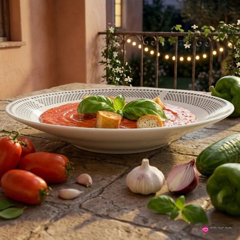 Serwis obiadowy porcelana 18 elementów Bella Fiore białe talerze dla 6 osób wzór kropki