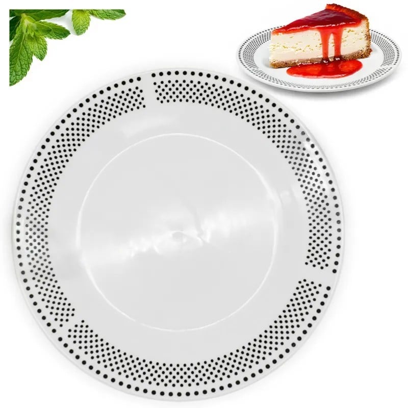 Serwis obiadowy porcelana 18 elementów Bella Fiore białe talerze dla 6 osób wzór kropki