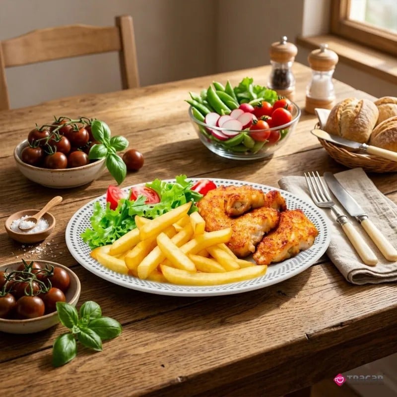 Serwis obiadowy porcelana 19 elementów Bella Fiore białe talerze miska dla 6 osób wzór kropki