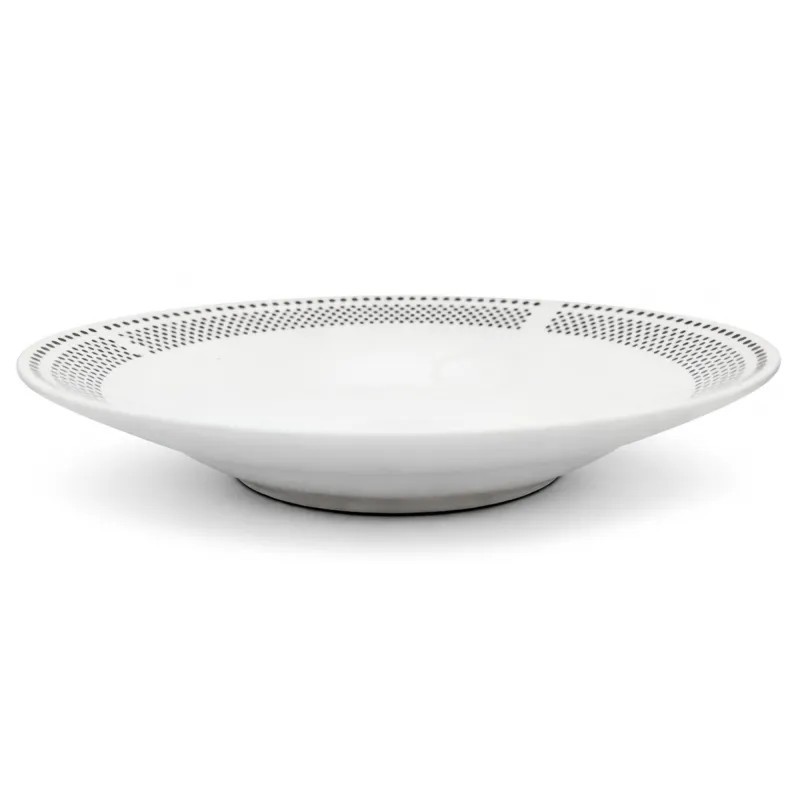 Serwis obiadowy porcelana 19 elementów Bella Fiore białe talerze miska dla 6 osób wzór kropki