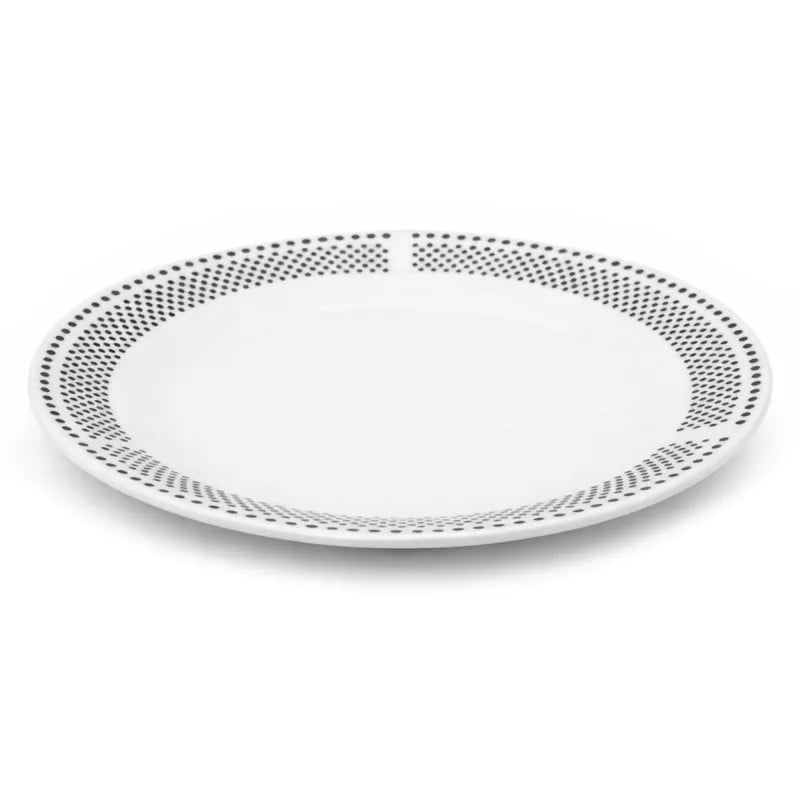 Serwis obiadowy porcelana 19 elementów Bella Fiore białe talerze miska dla 6 osób wzór kropki