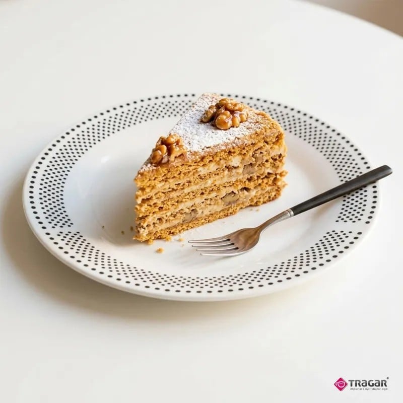 Serwis obiadowy porcelana 24 elementy Bella Fiore białe talerze miski dla 6 osób wzór kropki