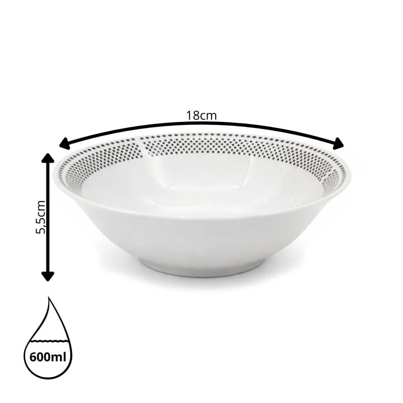 Serwis obiadowy porcelana 24 elementy Bella Fiore białe talerze miski dla 6 osób wzór kropki