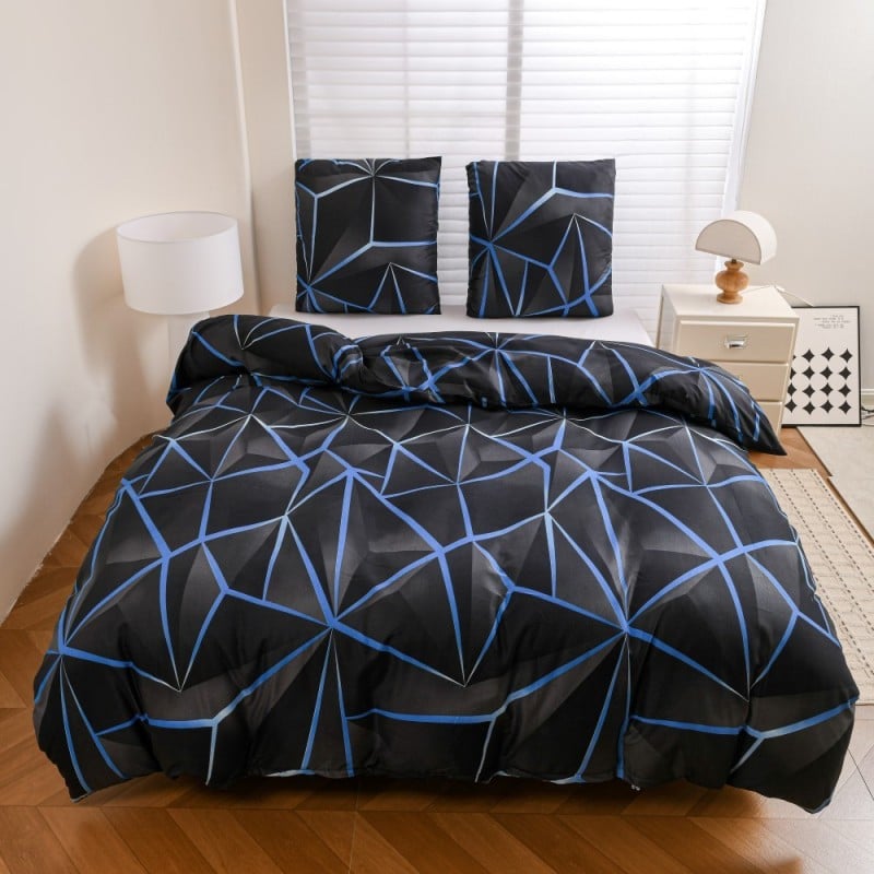 Pościel 140x200 bawełna satynowa dwustronna GierekHoff gruba 2 części GH 3144 Błękitna Otchłań