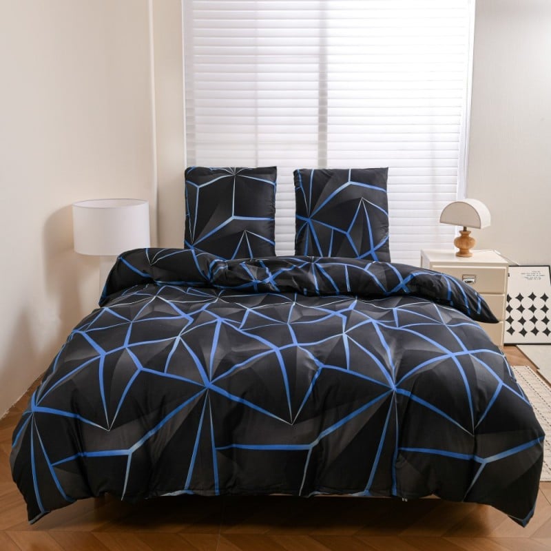 Pościel 160x200 bawełna satynowa dwustronna GierekHoff gruba 3 części GH 3144 Błękitna Otchłań