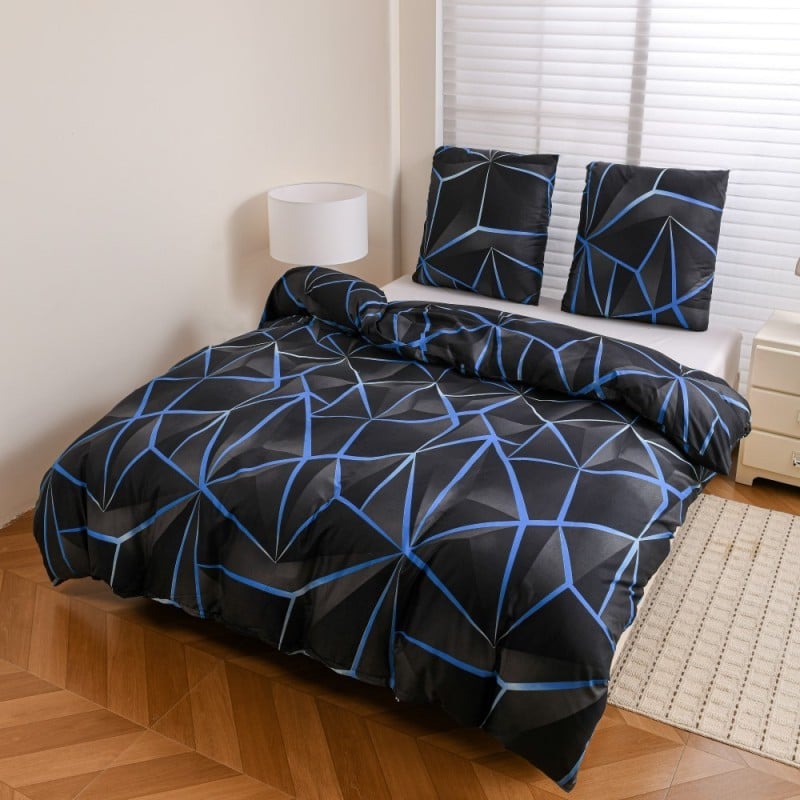 Pościel 200x220 bawełna satynowa dwustronna GierekHoff gruba 3 części GH 3144 Błękitna Otchłań