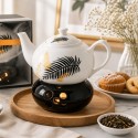 Dzbanek porcelanowy z czarnym podgrzewaczem biały imbryk do zaparzania herbaty 1L ELOVEN ODELO OD2965 Delhan