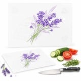 Deska do krojenia patera prostokątna 30x20 cm szklana deska do serwowania clara lavender heart