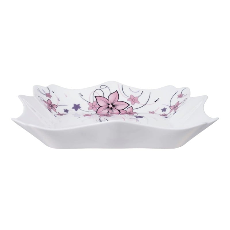 Elegancki zestaw obiadowo-kawowy 58 el. GierekHoff czarno-biały w kwiatowy wzór K-15009-4