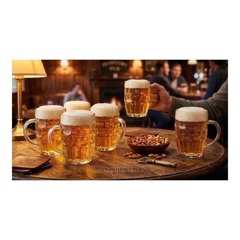 Kufle do piwa 540 ml GierekHoff Beer z uchem szklany zestaw kufli 6 sztuk