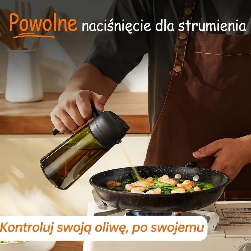 Spryskiwacz szklany dozownik do oliwy oleju GierekHoff Olive zielony atomizer spray 450 ml szklana butelka