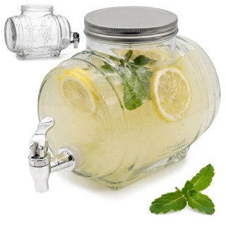 Beczka szklana słój z kranikiem 3 L antałek do whisky lemoniady napojów wody Tragar