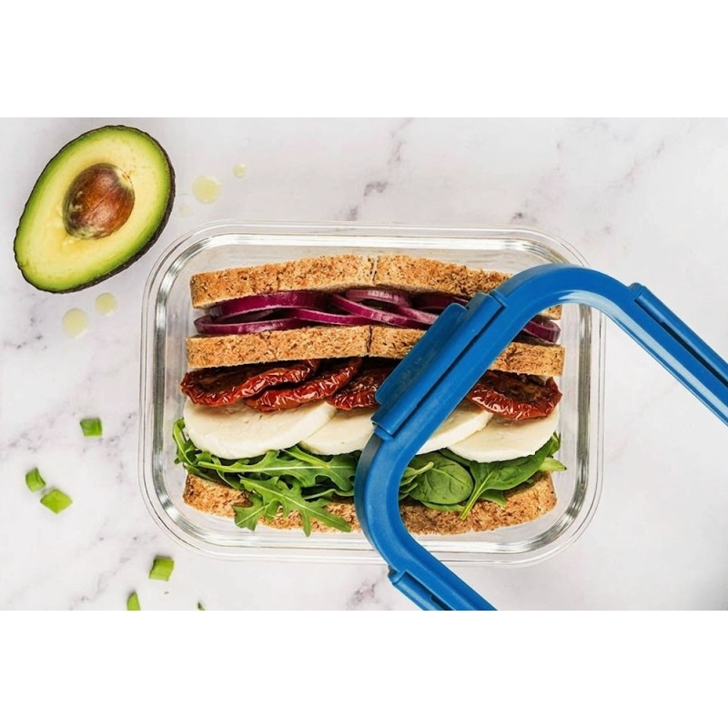 Zestaw 3 pojemników szklanych lunchbox GierekHoff Corio Glass żaroodporne hermetyczne prostokątne GH 1117