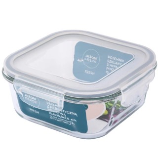 Szklany pojemnik 750 ml na żywność jedzenie Altom Design Fresh pudełko z pokrywką lunchbox kwadratowy hermetyczny