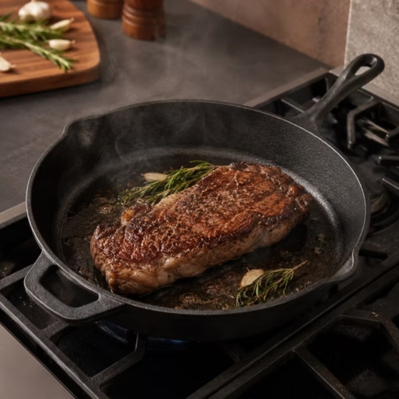 Zestaw 3 patelnie żeliwne 20/25/30 cm GierekHoff Żeliwna Tradycja ciężkie głębokie indukcja gaz ognisko grill GH 8002
