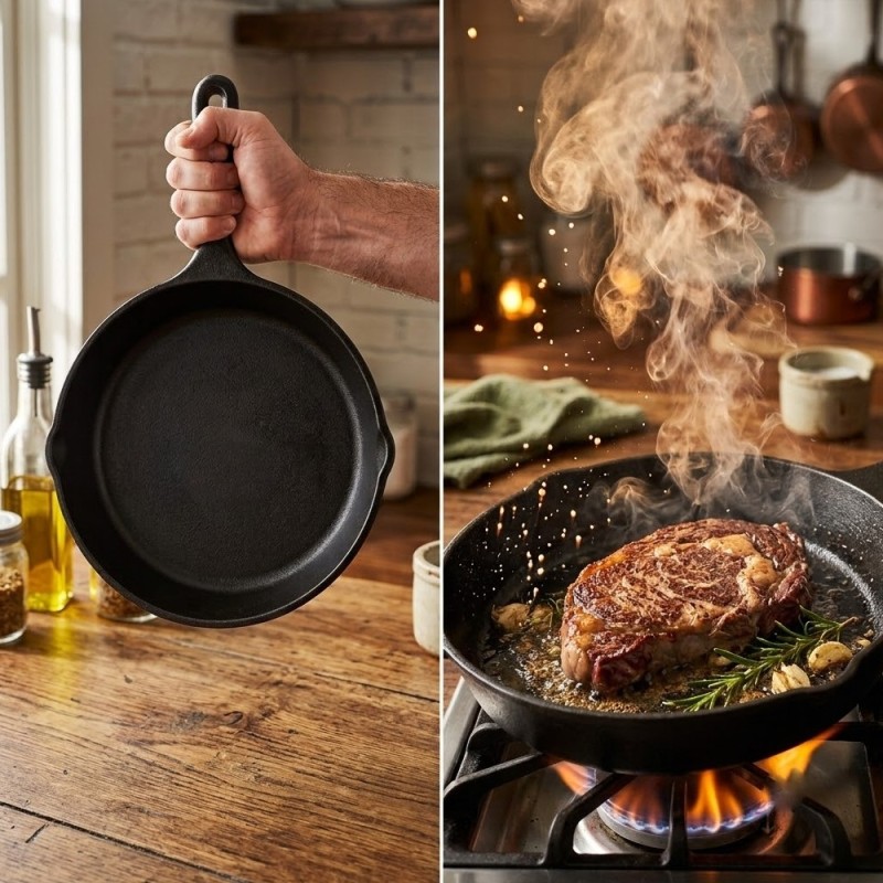 Zestaw 3 patelnie żeliwne 20/25/30 cm GierekHoff Żeliwna Tradycja ciężkie głębokie indukcja gaz ognisko grill GH 8002