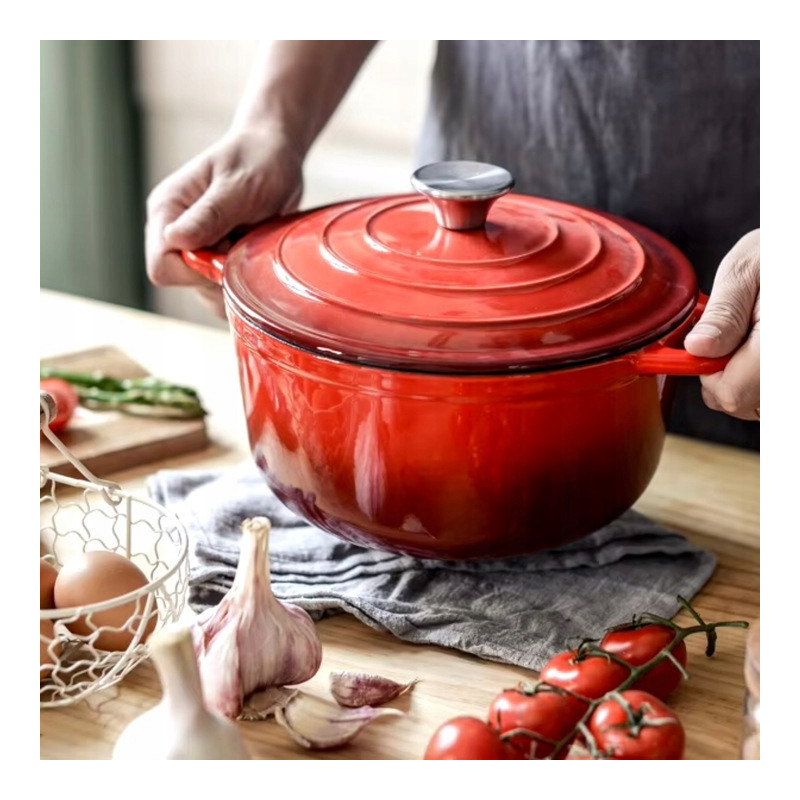 Garnek żeliwny emaliowany 4 L GierekHoff Żeliwna Tradycja kociołek czerwony 22 cm GH 6003