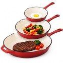 Zestaw 3 patelnie żeliwne emaliowane 20/25/30 cm GierekHoff Żeliwna Tradycja ciężkie głębokie indukcja gaz ognisko grill GH 6002