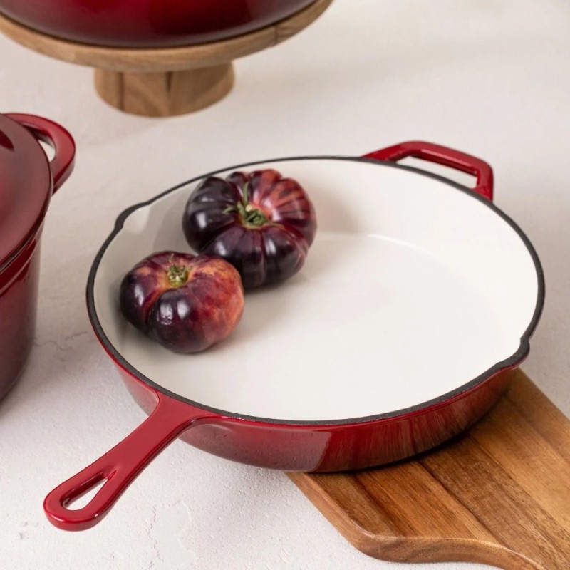 Zestaw 3 patelnie żeliwne emaliowane 20/25/30 cm GierekHoff Żeliwna Tradycja ciężkie głębokie indukcja gaz ognisko grill GH 6002