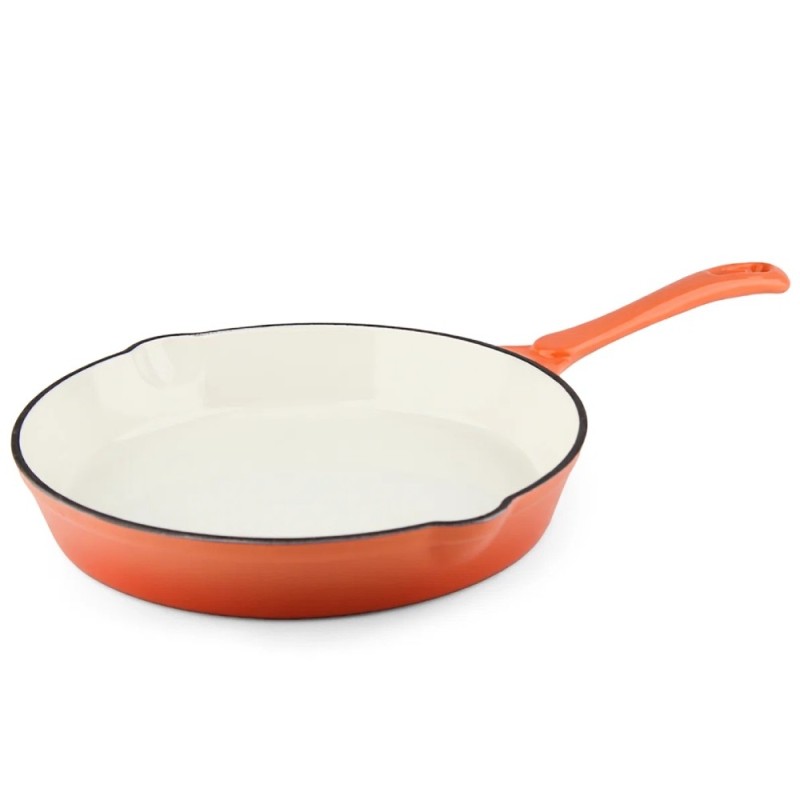 Zestaw garnków 20/22/24 cm i patelnia 25 cm żeliwne emaliowane GierekHoff Żeliwna Tradycja ciężkie pomarańczowe GH 6019