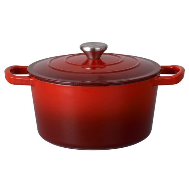 Garnek żeliwny emaliowany 4 L GierekHoff Żeliwna Tradycja kociołek czerwony 22 cm GH 6003