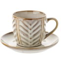 Filiżanka ze spodkiem do kawy i herbaty 250 ml szklana LEHTI BEIGE