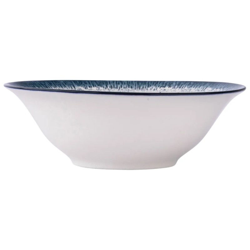 Serwis obiadowy porcelana 24 elementy Atom Hello Blue talerze kubki dla 6 osób granatowe nakrapiane