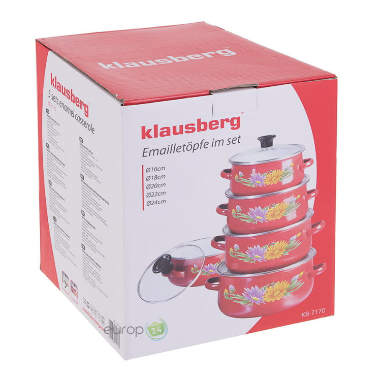 Garnki emaliowane Klausberg KB 7170  zestaw garnków emaliowane garnek GAZ emalia Cream