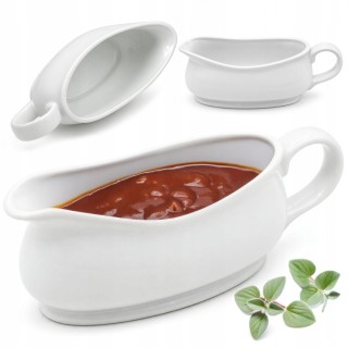 Porcelanowa miska z uchwytem 450ml do sosów biała sosejka Tragar