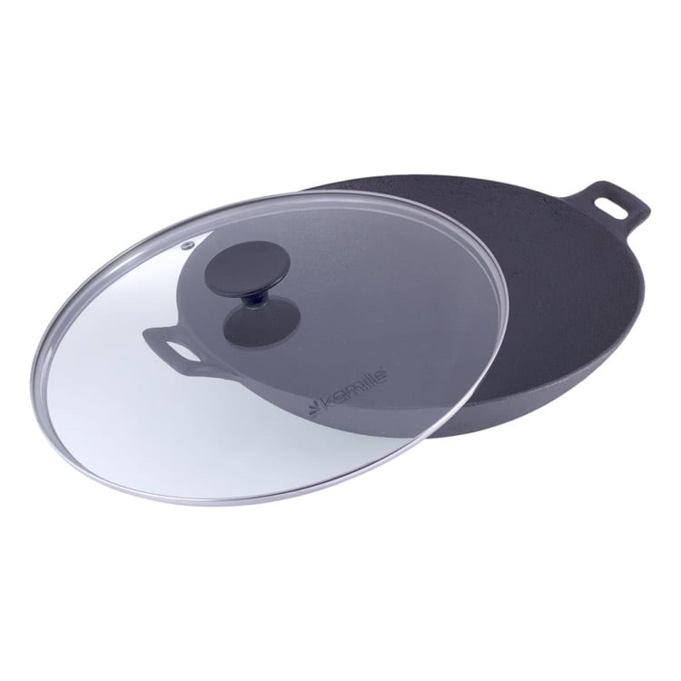 Wok żeliwny z pokrywką Kamille KM 4814V na indukcję 30 cm Big Wok żeliwny z pokrywką Kamille KM 4814V na indukcję 30 cm Big
